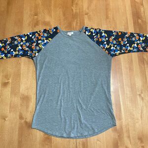 Lularoe Randy 3/4 Sleeve Baseball Tee Gray Disney Donald Duck Sleeves Medium
